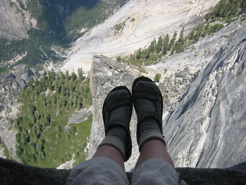 Looking down at the valley floor from Half Dome